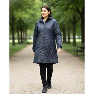 L.L.Bean PrimaLoft Hooded Packaway Jacket XL Petite Navy